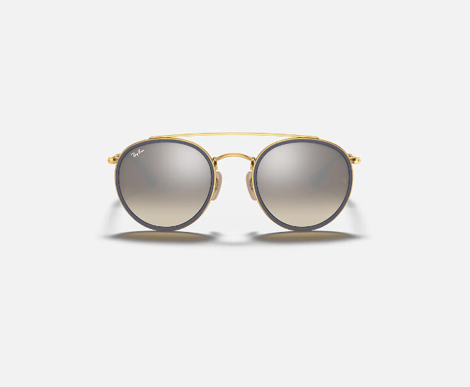 RAY-BAN Round Double Bridge Sunglasses (Arista w/ Brown Gradient Mirror Silver)