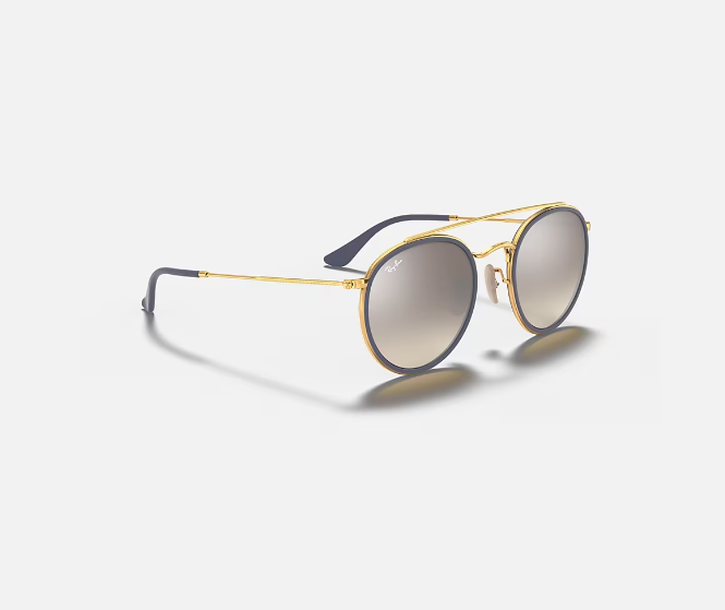 RAY-BAN Round Double Bridge Sunglasses (Arista w/ Brown Gradient Mirror Silver)