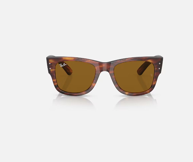RAY-BAN Women's Mega Wayfarer Classic Sunglasses (Striped Havana w/Brown)