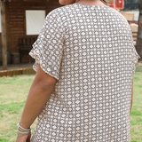 Tulip Sleeve Geo Blouse (Plus)