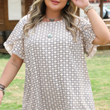 Tulip Sleeve Geo Blouse (Plus)