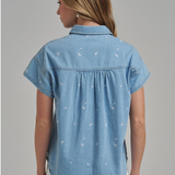 Floral Embroidered Button Down