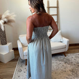 Smocked Top Striped Maxi Dress