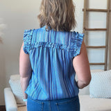 Flutter Sleeve Woven Top With Ties (Liverpool)