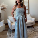Smocked Top Striped Maxi Dress
