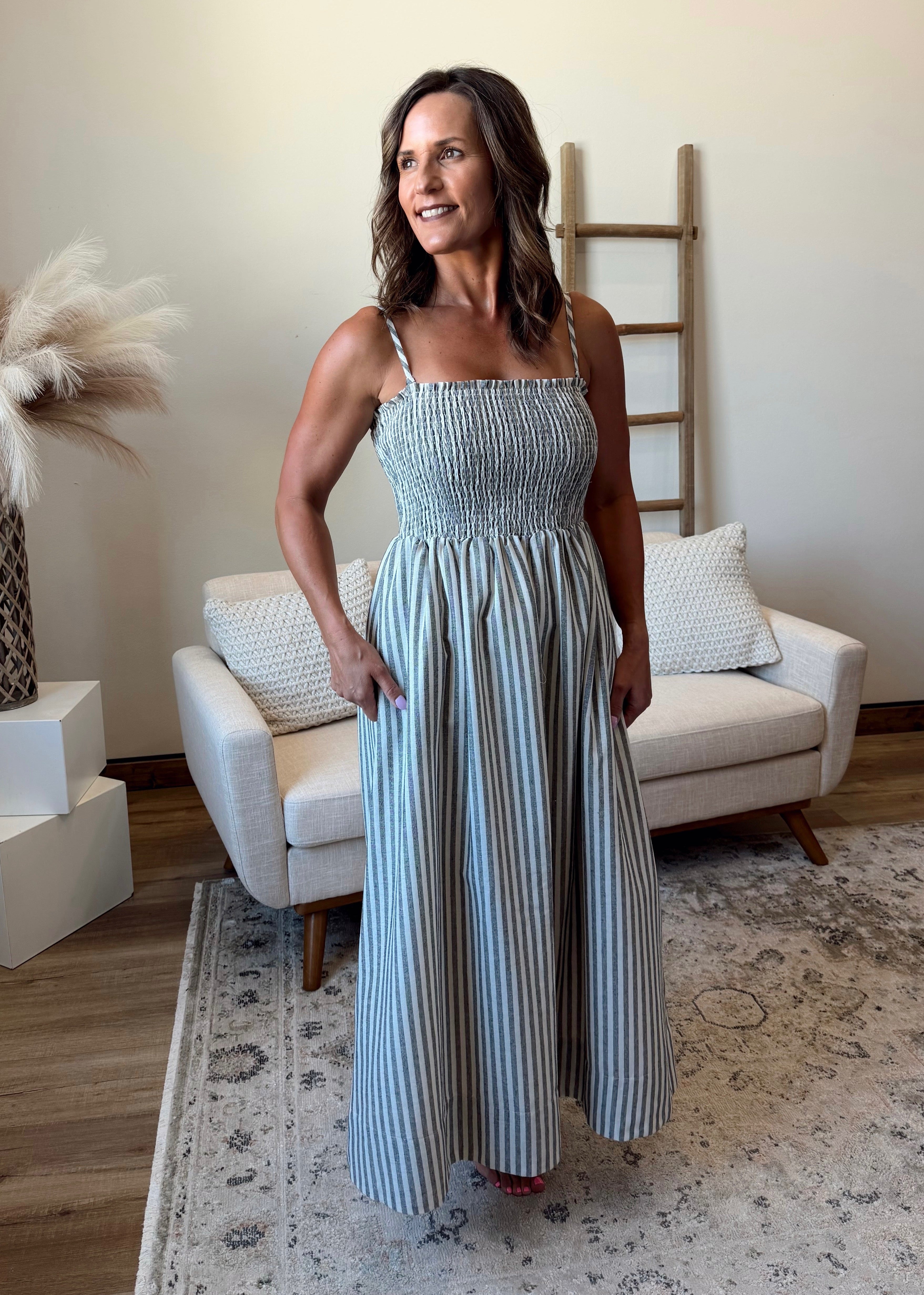smocked top maxi dress Final Sale Plus Size Strapless Gauze in Mint Pockets Style Smocked Top BLUE Patchwork Maxi