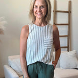 Contrast Stripe Tank Blouse