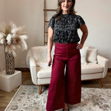 Abstract Print Ruffle Blouse