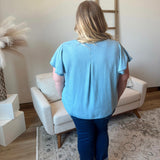 Flutter Sleeve Popover Blouse w/ Pintucks (Plus) (Liverpool)