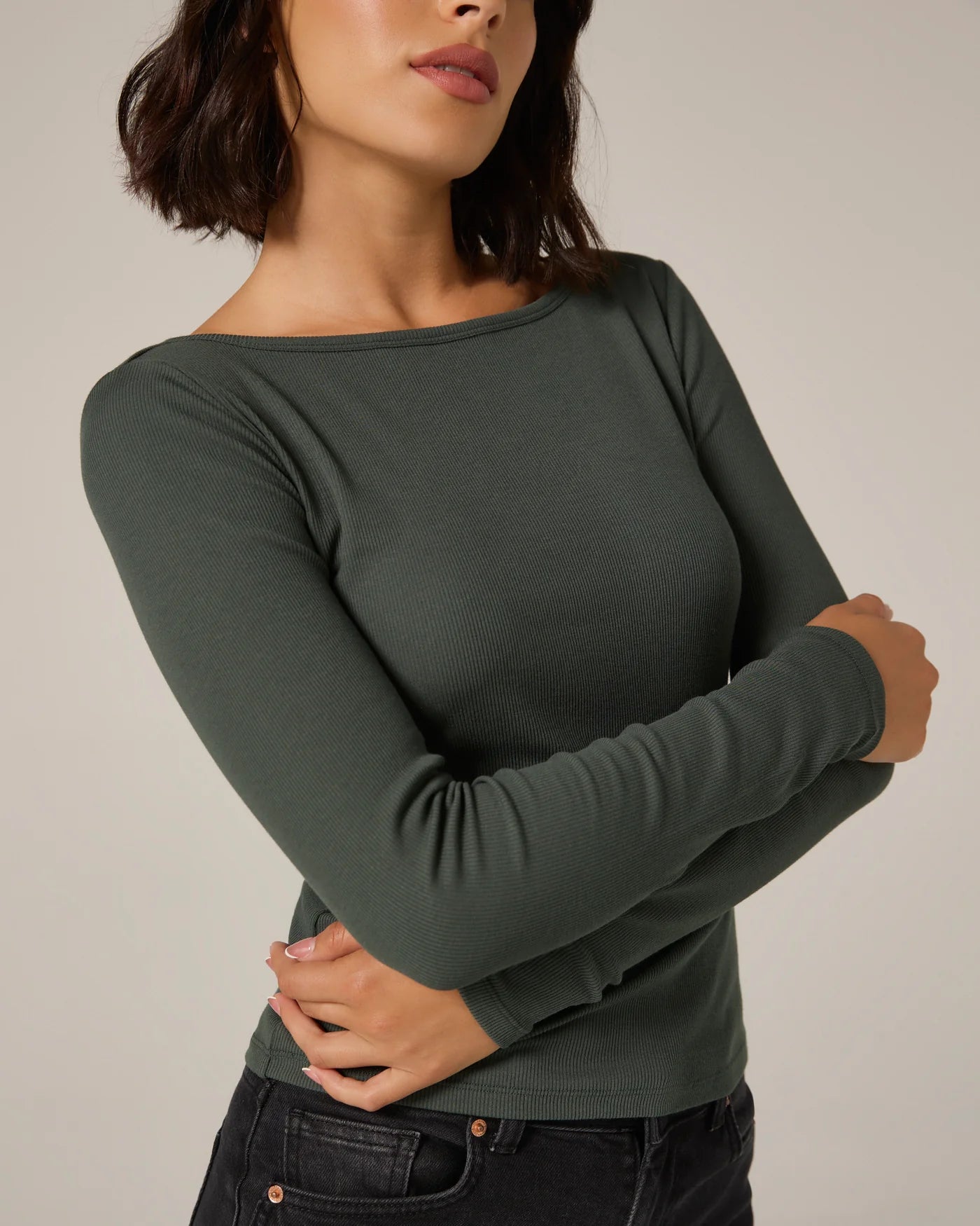 Modal Ribbed Boatneck Top (7 Diamonds)