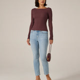 Modal Ribbed Boatneck Top (7 Diamonds)