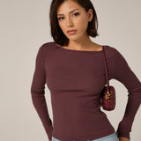 Modal Ribbed Boatneck Top (7 Diamonds)