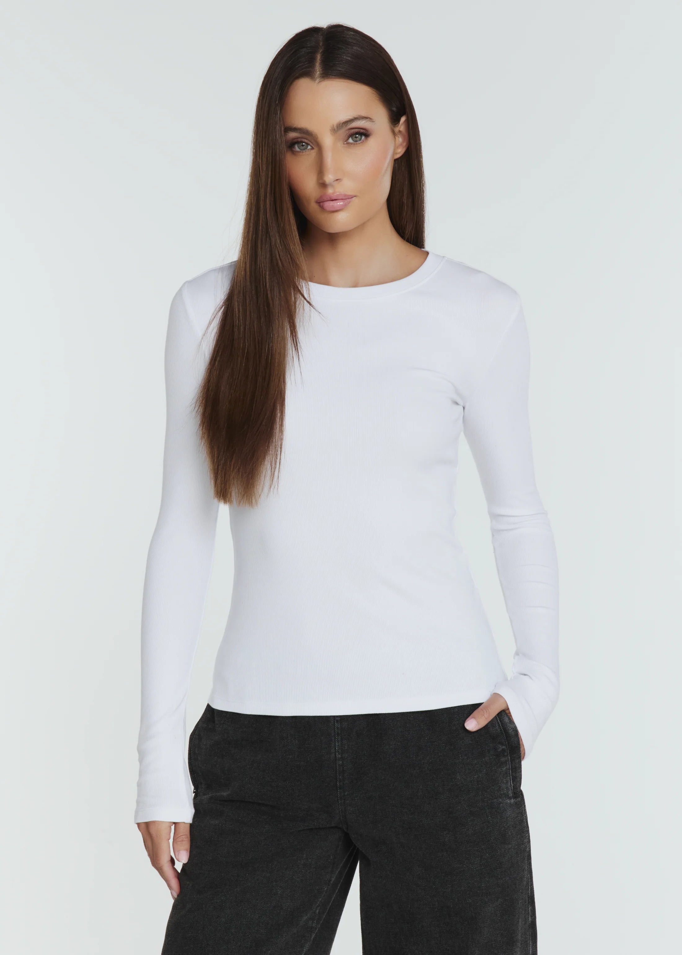 Modal Long Sleeve Ribbed T-Shirt (7 Diamonds)