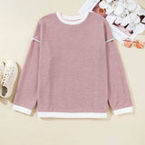 Contrast Trim Drop Shoulder Sweater (Plus)
