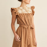 Floral Embroidered Belted Dress