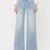 Olivia High Rise Striped Wide Leg Jean (Vervet)