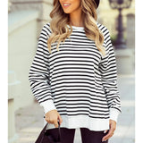 Side Split Striped Sweatshirt