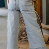 Sky Blue Stripe Cuff Hem Jean