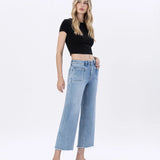 Aileeah Crop Slim Wide Leg Jean (Vervet)
