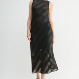 Satin And Stripe Midi Dress