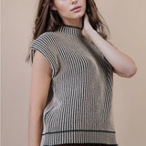 Two Tone Ribbed Sweater Vest