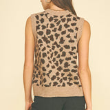 Leoapard Knit Sweater Vest