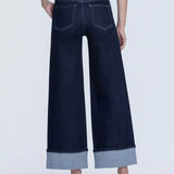 Olivia Cuffed Wide Leg Ankle Jean (Vervet)