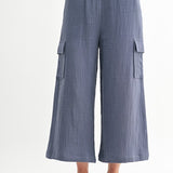 Gauze Wide Leg Cargo Pant