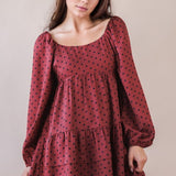 Polka Dot Print Tiered Mini Dress