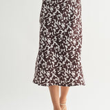 Abstract Satin Midi Skirt
