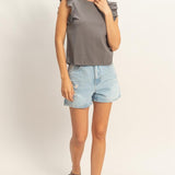 Ruffled Cap Sleeve Tank