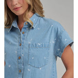 Floral Embroidered Button Down