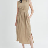 Textured Waist Midi Dress