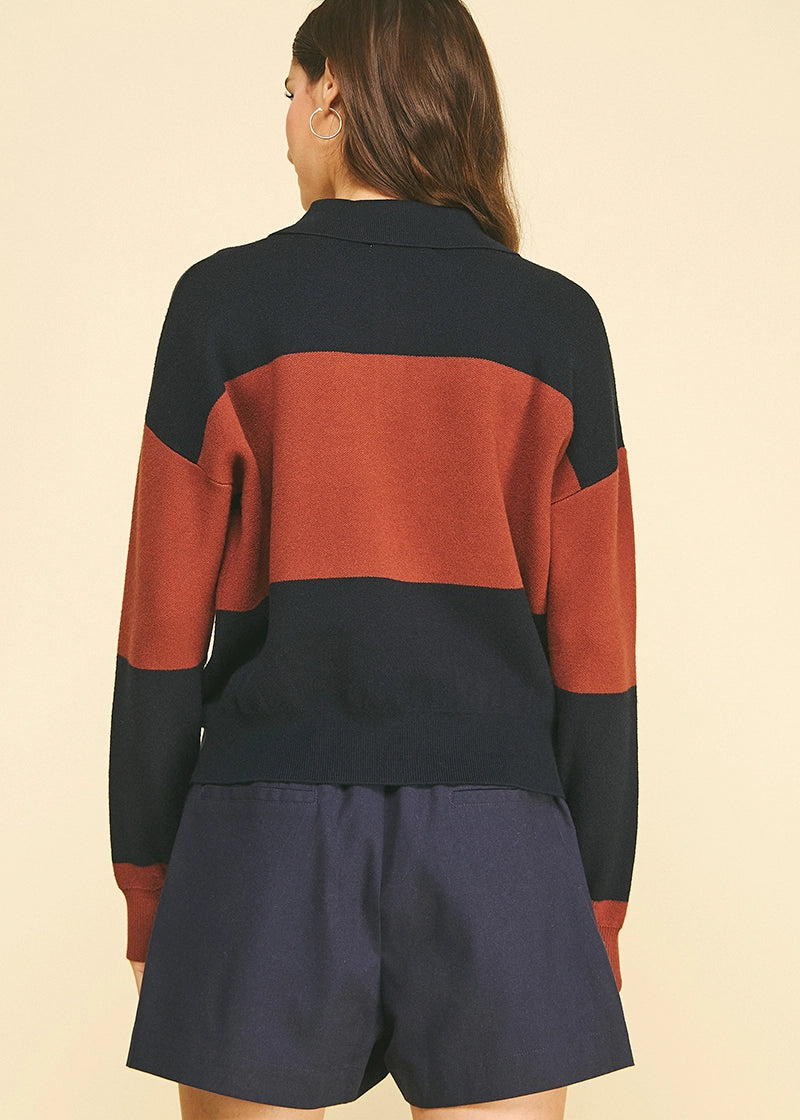Color Block Polo Sweater