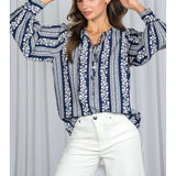 Cowboy Nights Split Neck Blouse