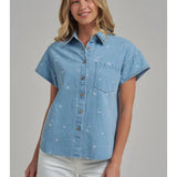 Floral Embroidered Button Down
