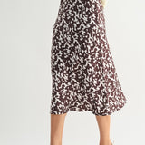 Abstract Satin Midi Skirt