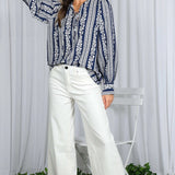 Cowboy Nights Split Neck Blouse