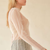 Lace Dotted Sheer Mesh Layering Top