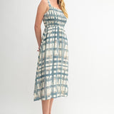 Geo Print Smocked Midi Dress