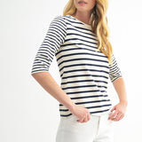 Mixed Stripe Quarter Sleeve Top