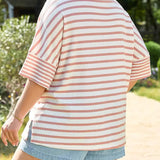 Striped Waffle Knit Tee (Plus)