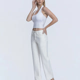 Aileeah Cuffed Slim Wide Leg Jean (Vervet)