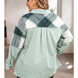 Plaid Patchwork Corduroy Shacket (Plus)