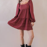 Polka Dot Print Tiered Mini Dress