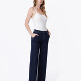 Olivia Mid Rise Striped Wide Leg Jean (Vervet)