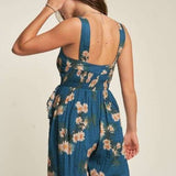 Smocked Bodice Floral Jumpsuit