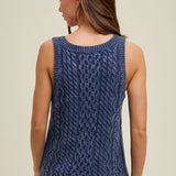 Washed Cable Knit Sweater Tank