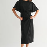 Satin Wrap Midi Dress