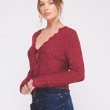 Pointelle Tie Cardigan